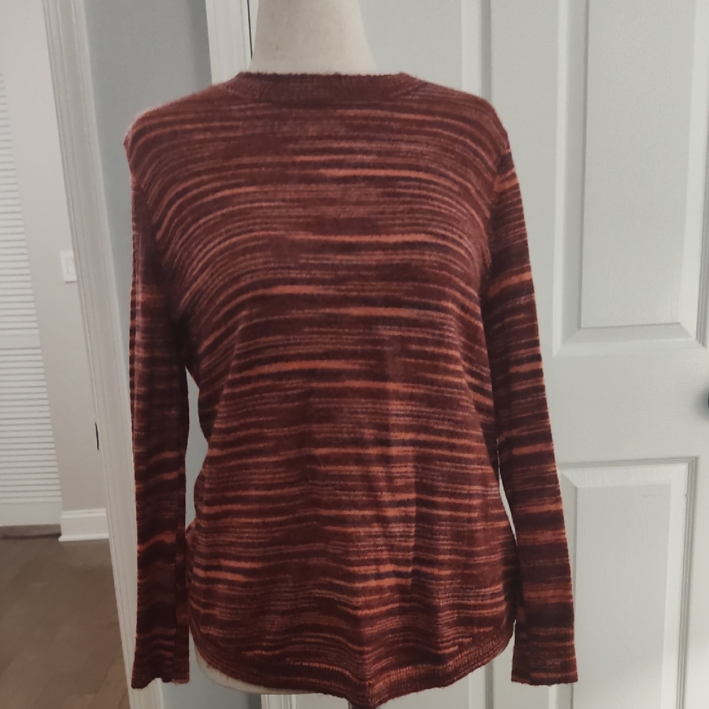 Striped Cranberry and Orange Sweater